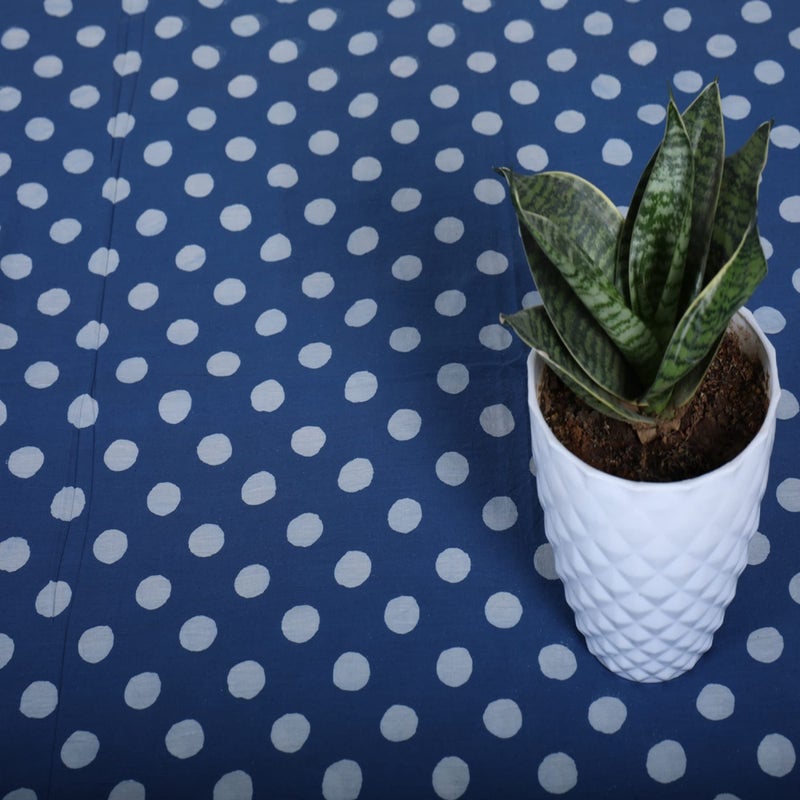 Trade Star 100% Cotton Beautiful Running Fabric 3 Yard Hand Block Printed Textile Polka Dot Fabric for Home Decor Handmade Indigo Cloth for Dressmaking Width 44 Inches - Image 5